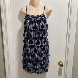 (10) - Express Y2K Party Tiered Ruffles Romantic Boho Mesh Mini Slip Dress M